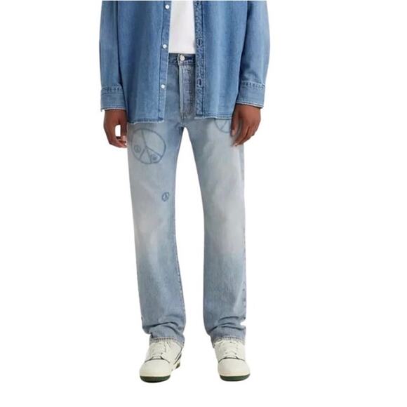LEVI’S 501 150 Celeb Peace Denim Jean Men 30x30 Blue Straight Rare Classic Boho - Picture 1 of 13